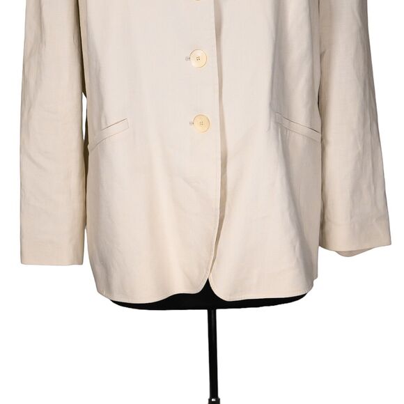 Talbots Women's Blazer Beige Linen Stretch Three Button Italian Suit Jacket 18WP - Picture 6 of 9